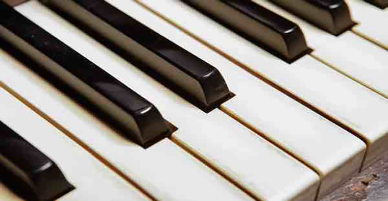 close-up of a piano key